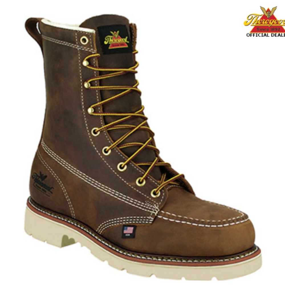 NIB Men's Thorogood 8" Steel-Toe Crazy Horse Leather Moc-Toe Boots